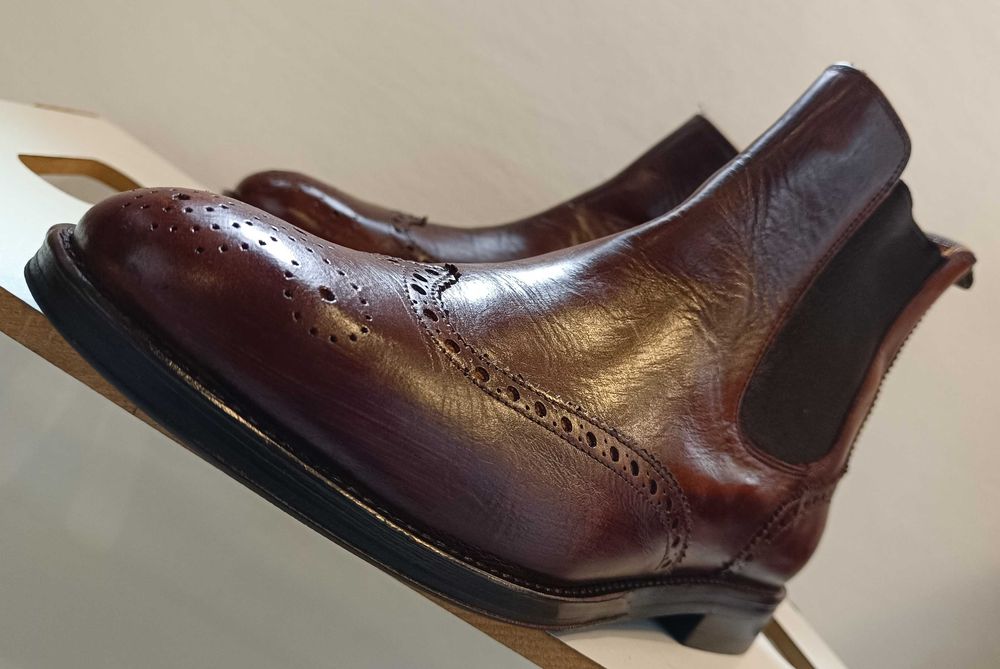 Ghete chelsea brogue 40.5 41 premium Navyboot piele naturala moale