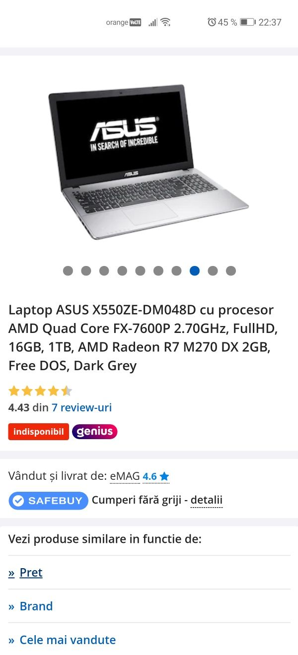 Laptop Asus Fx7600