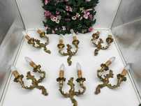 Set de 6 aplice identice pentru perete,din bronz.