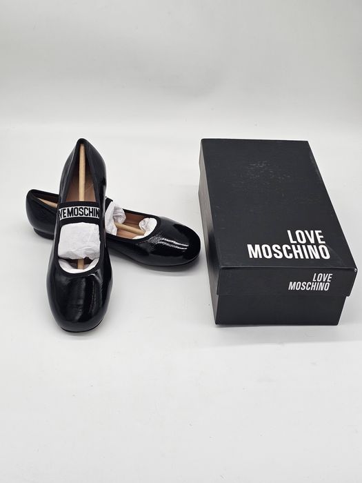Love Moschino balerini de piele
culoarea negru JA11071G1NII0000