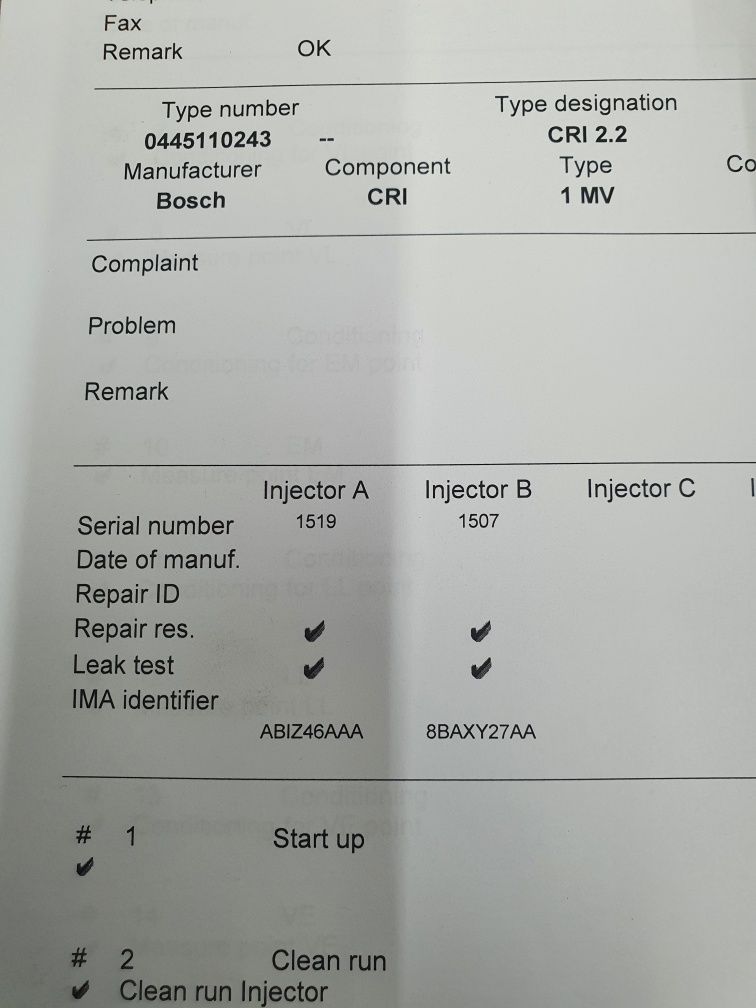 Injectoare recondiționate Bosch 0445110243 Fiat, Saab, Opel 1.9cdti.