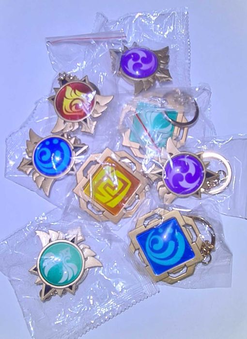 Брелки для косплея Genshin Impact из аниме, 7 элементов.  Геншин