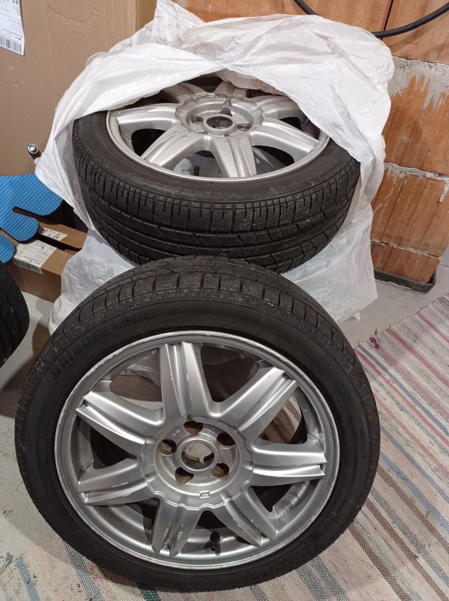 4 JANTE ALIAJ 16 inch SEAT Original + 4 ANVELOPE vara Bridgestone