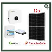 Sistem Fotovoltaic Trifazat Hibrid Growatt si Canadian Solar 5kW
