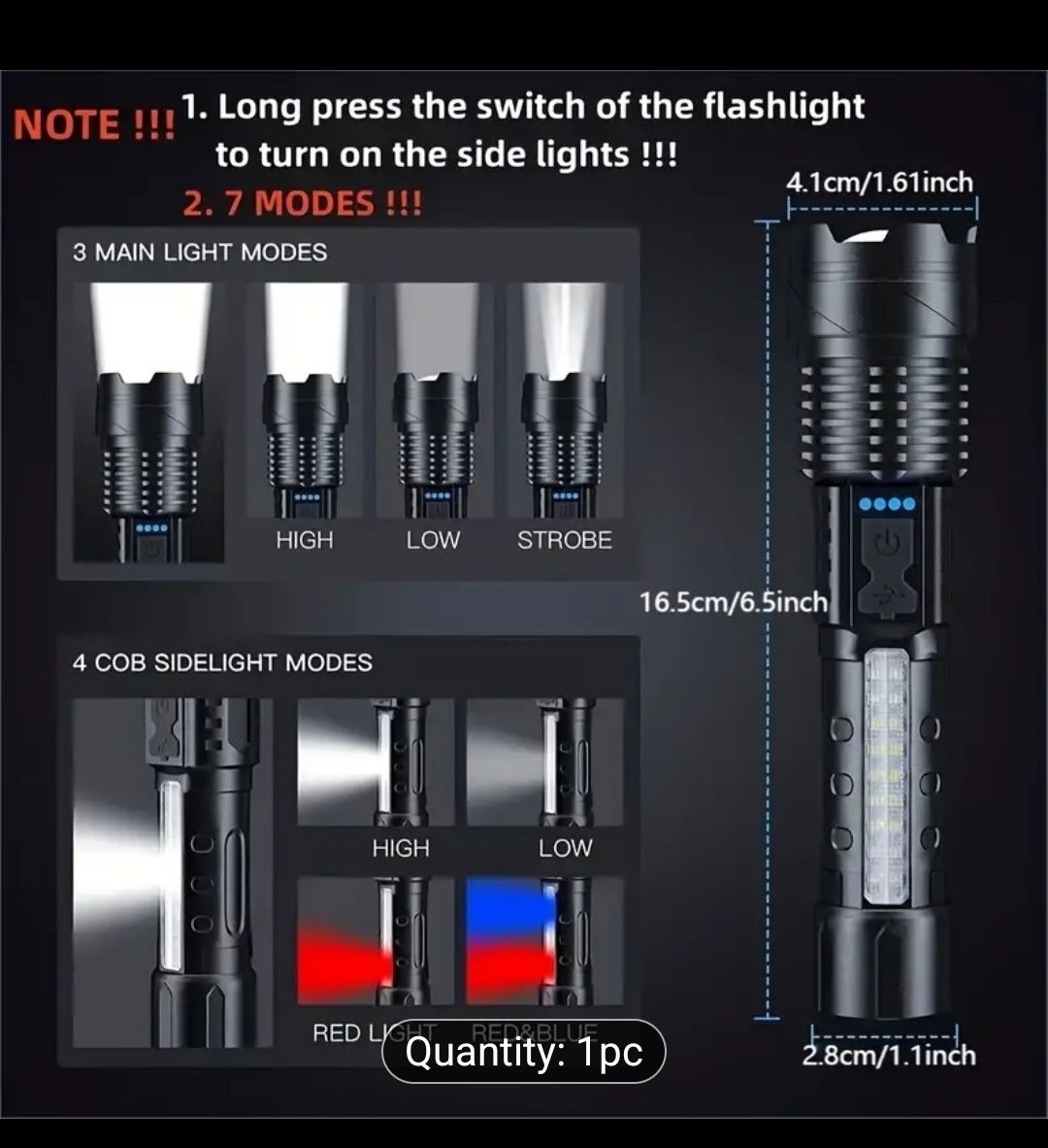 Ръчен LED фенер с USB зарядно