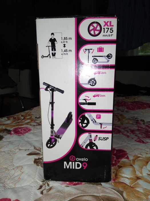 Тротинетка  OXELO MID 9 - XL. Лилав цвят.По-бърза и удобна. ,.