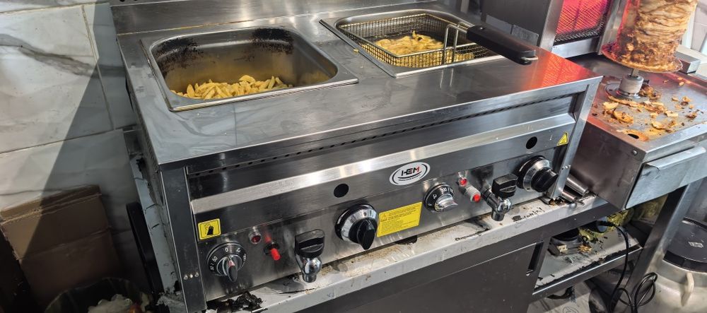 Friteuza Profesionala Gaz 8+8L INOX / Termostat /Robinet Scurgere_NOUA