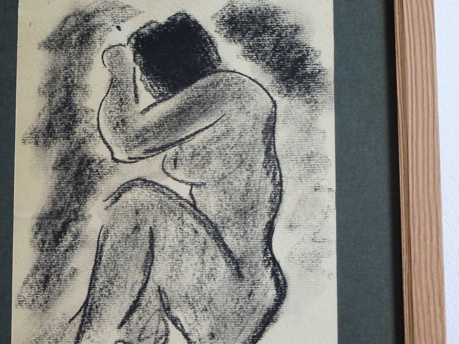 Corneliu Baba, ’Nud sezand’ | Tablou vechi, carbune pe hartie