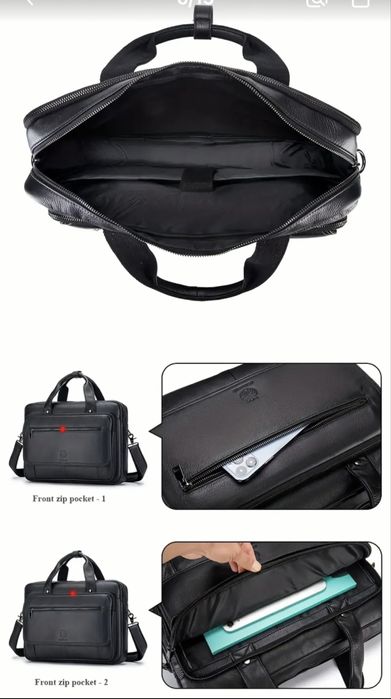 Луксозна Мъжка-Класик•Бизнес чанта с голям обем/Черна естествена кожа!