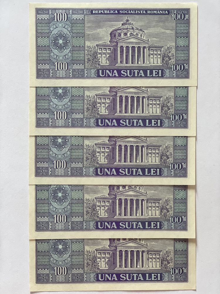 Bancnote vechi 1966 UNC serie consecutiva 100 lei