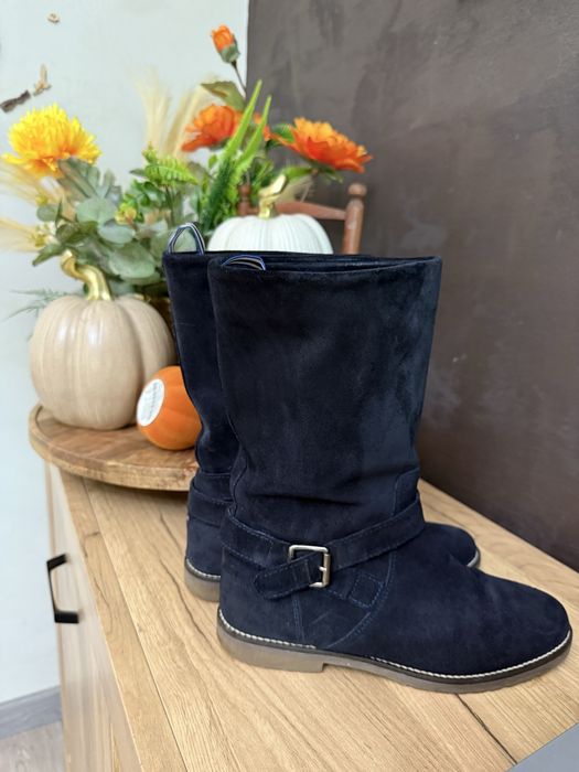 Tommy hilfiger 37 естествен велур кожа боти ботуши обувки