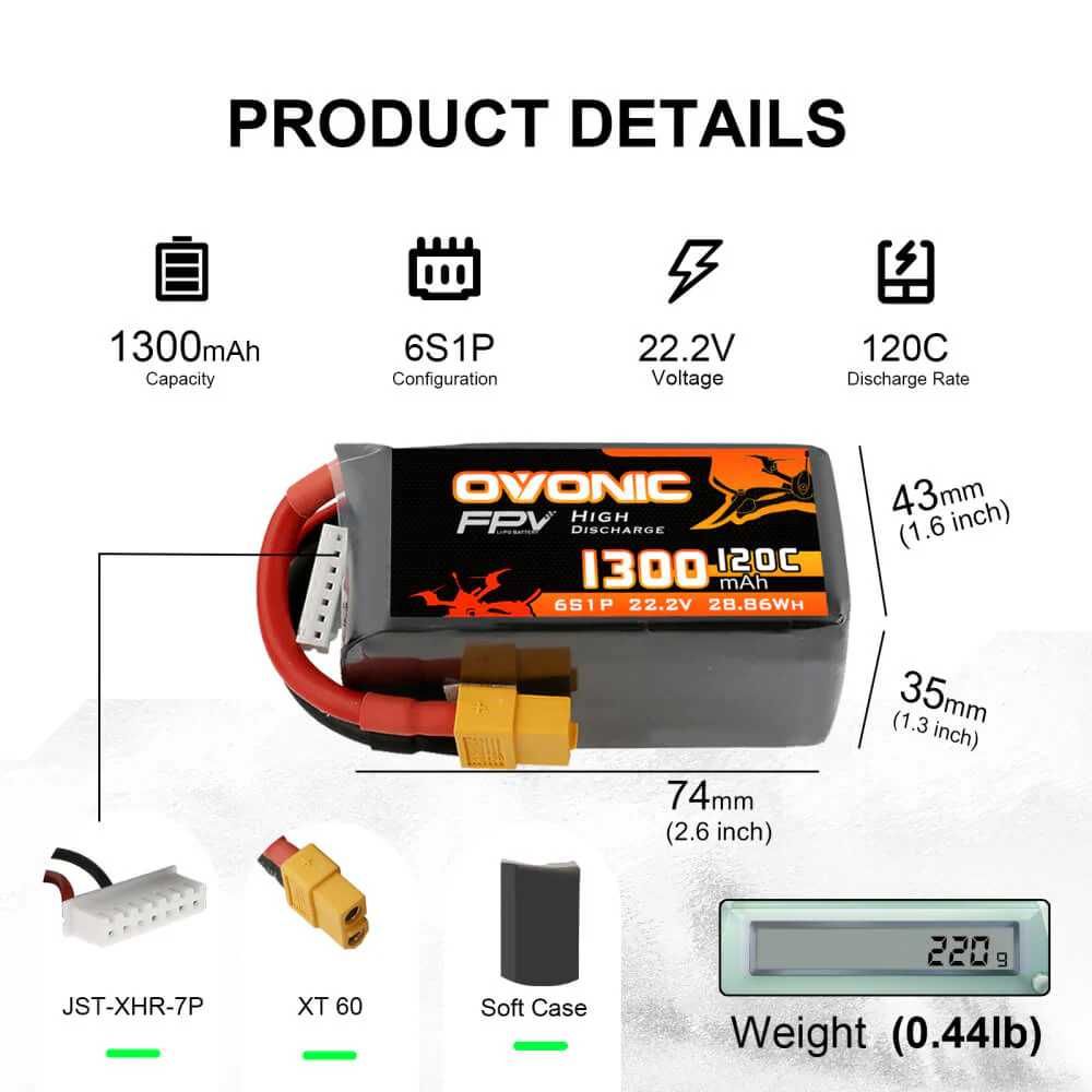 Състезателната батерия за дрон Ovonic 120C FPV