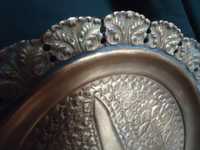 Тарелка декоративная бронза с латунью 30 см - по краям толстые накладк