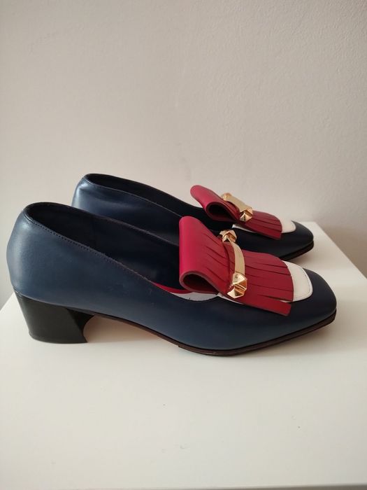 Valentino Garavani  Tricolor Uptown Fringe Pumps елегантни обувки 38 н
