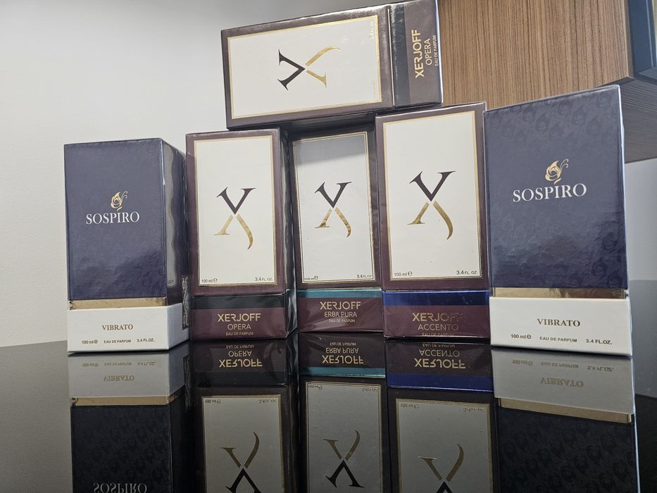 Sospiro, TomFord, Armani, Xerjoff, HugoBoss. Dior, Mugler, Gisada,