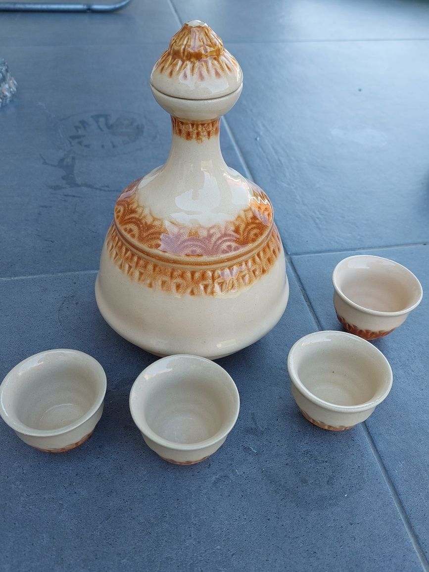 Set țuică  rustic din ceramica