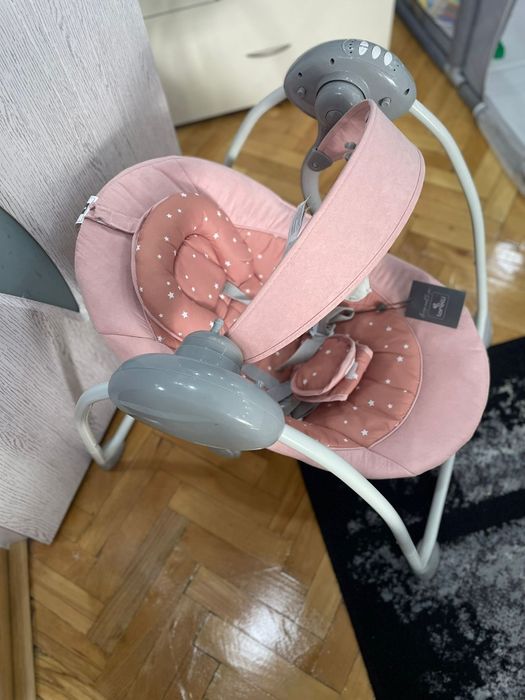 Lorelli Бебешка електрическа люлка Portofino Peach Beige Stars