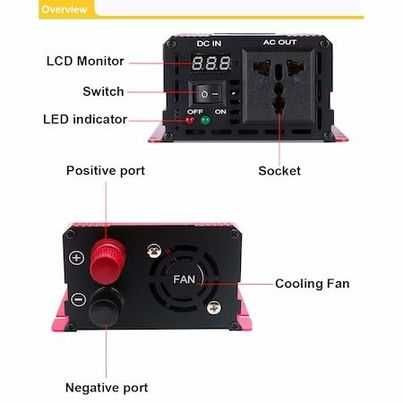 Invertor cu undă sinusoidală pură DC 12V AC 220V 1600w EASUN POWER