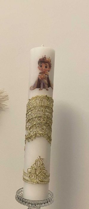 Lumanare de botez regală – 35x6 cm
