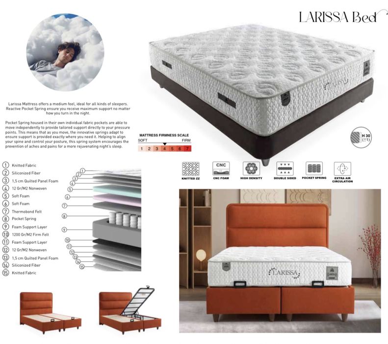 Тапицирана спалня Larissa Bed - Buklet Brick