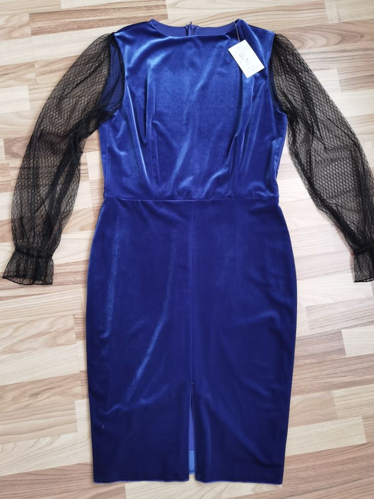Rochie noua cu eticheta, albastru royal, din catifea