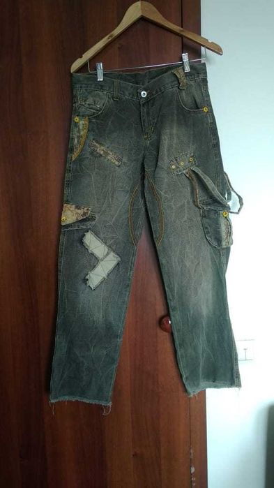 Джинсы б/у цвет хаки, размер 44-46