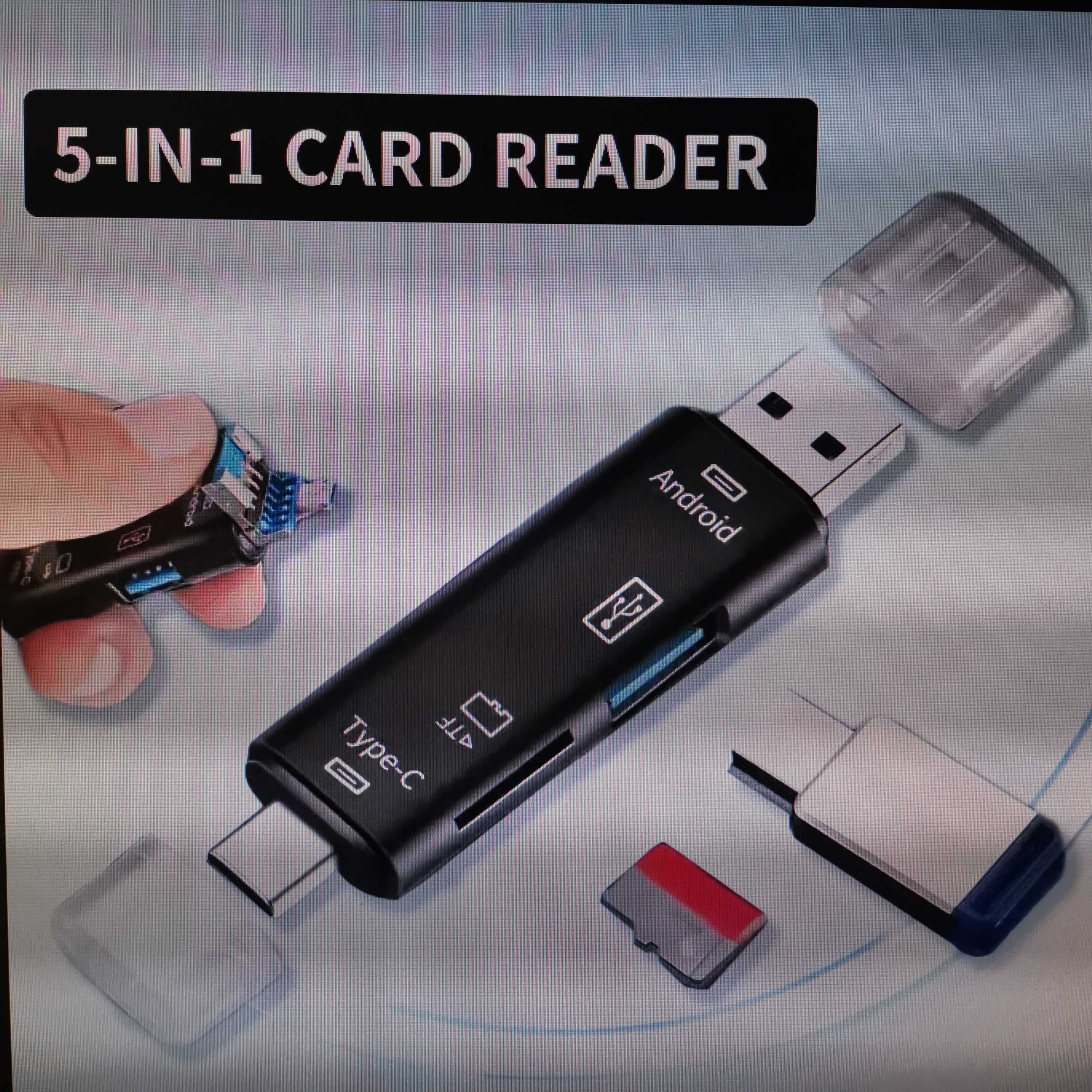 Четец 5 в 1-(Type-C,Micro USB,USB,SD и TF-карти)