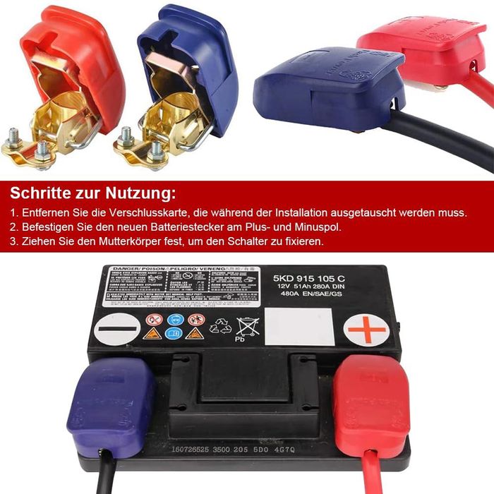 Set cleme rapide borne baterie 12V – auto, barca, rulota, ATV