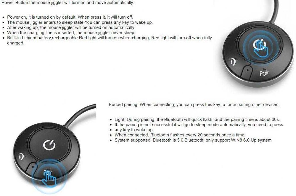 Game Moji AirDrive BLUETOOTH Mouse Jiggler ВграденаБатерия Mouse Mover