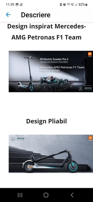 Trotineta electrica Xiaomi MI PRO 2 Mercedes AMG Petronas F1 Team Ed