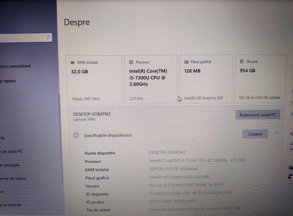 Leptop. Dell i5 7300u