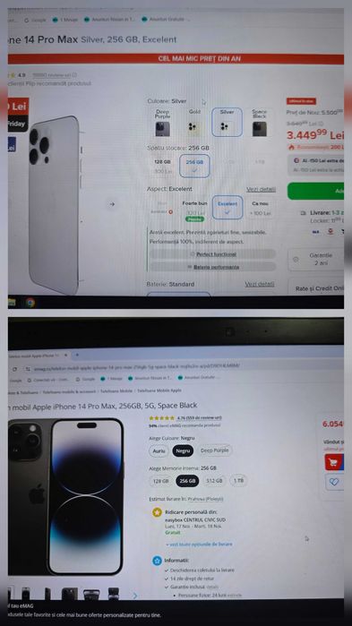 Iphone 14 Pro Max 5G, 256 Gb !  Impecabil !! Silver ! OCAZIE