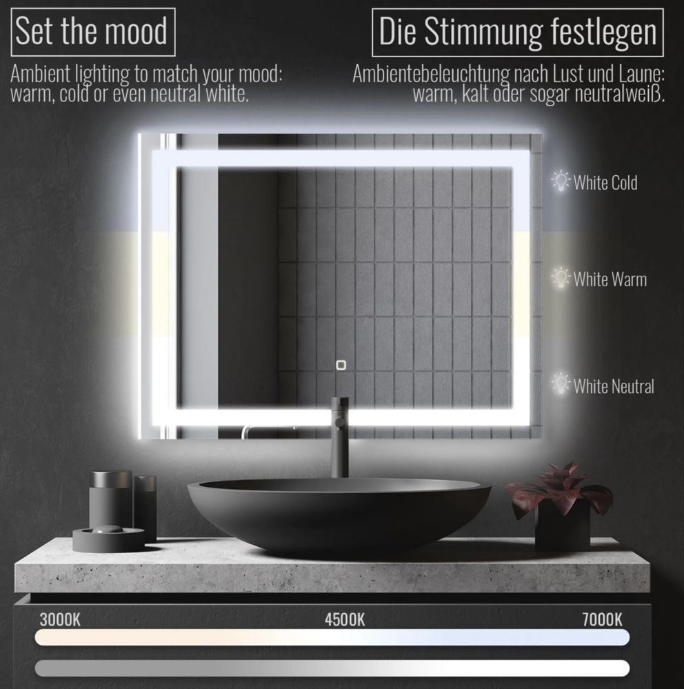 Aquamarin® LED огледало за баня - 90 x 60 см