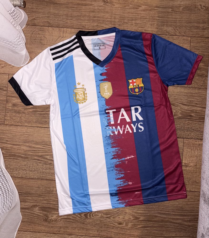 Tricou fotbal Barcelona x Argentina cu Messi
