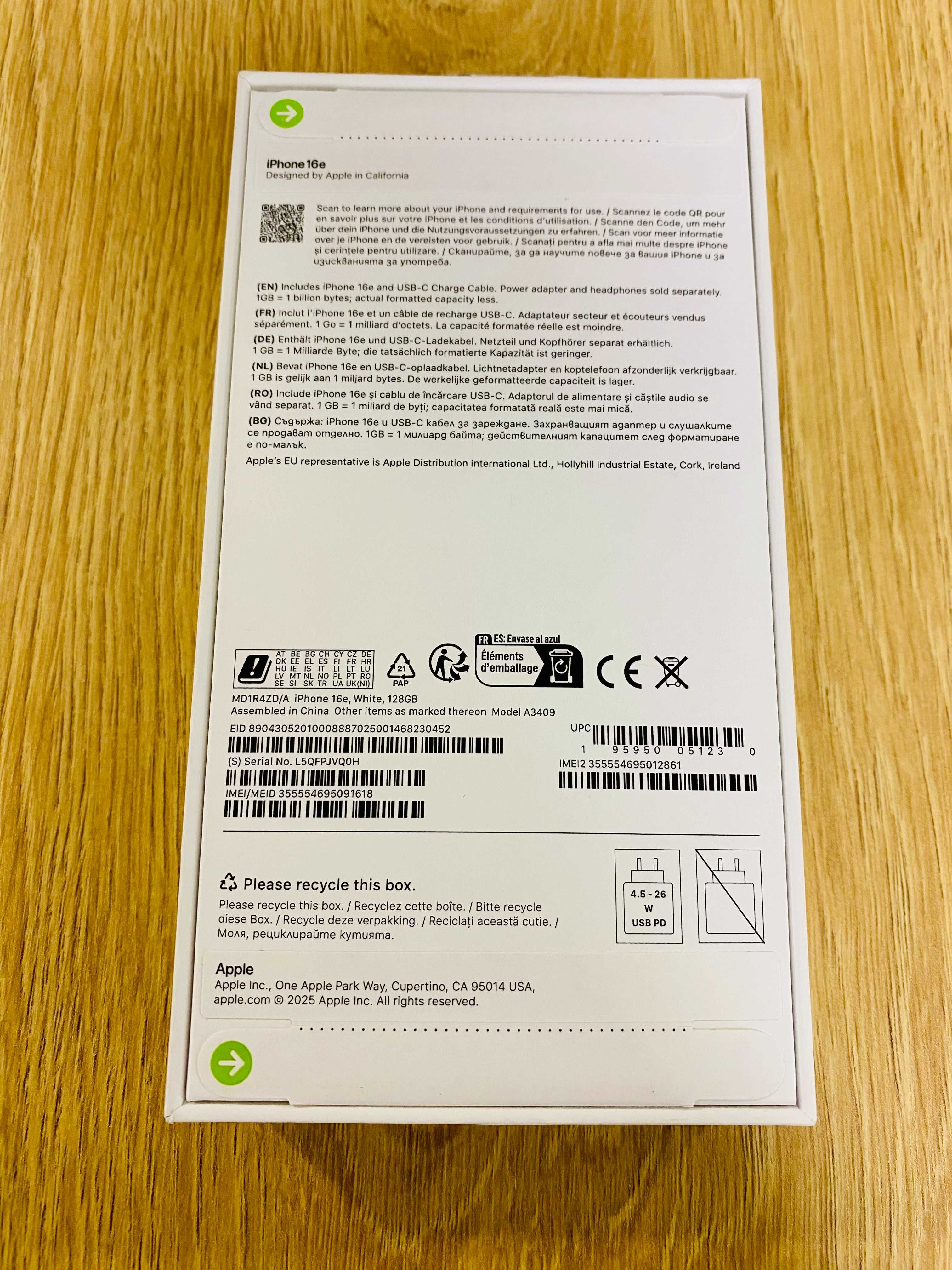 ЧИСТО НОВ !!! Apple iPhone 16e, 128GB, 5G, White