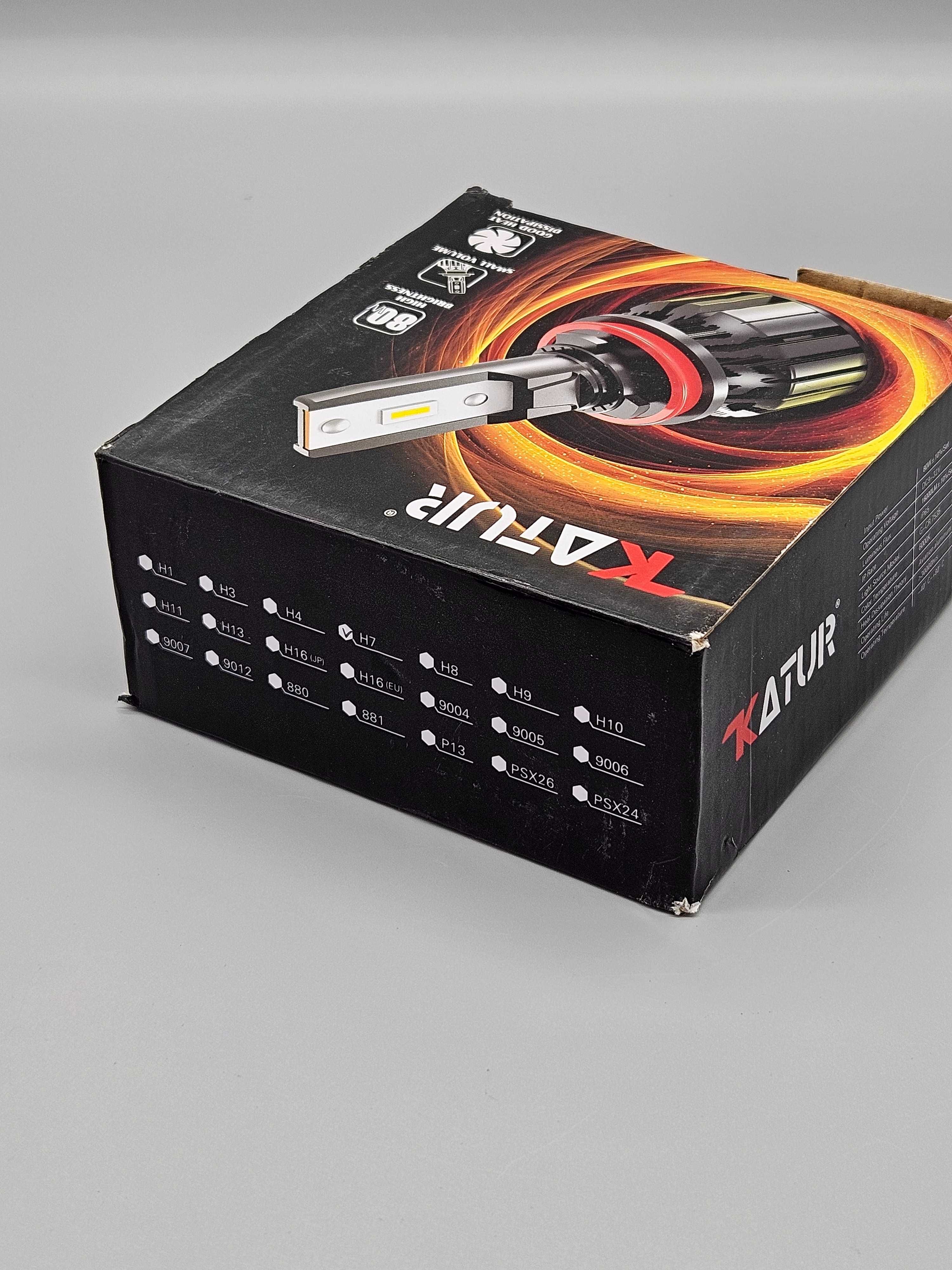 LED крушки KATUR H7 80W с вграден драйвър и охлаждане –Комплект 2 броя