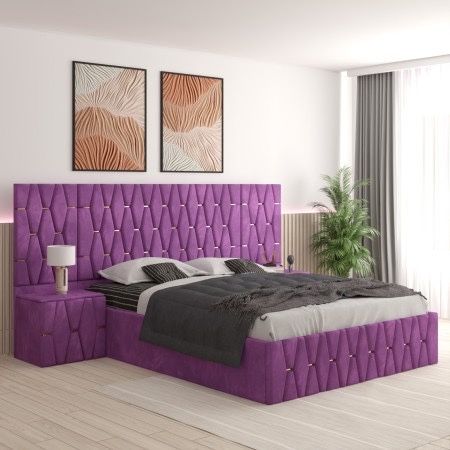 Pat Tapitat Cu Noptiere Tapitate Si Extensii