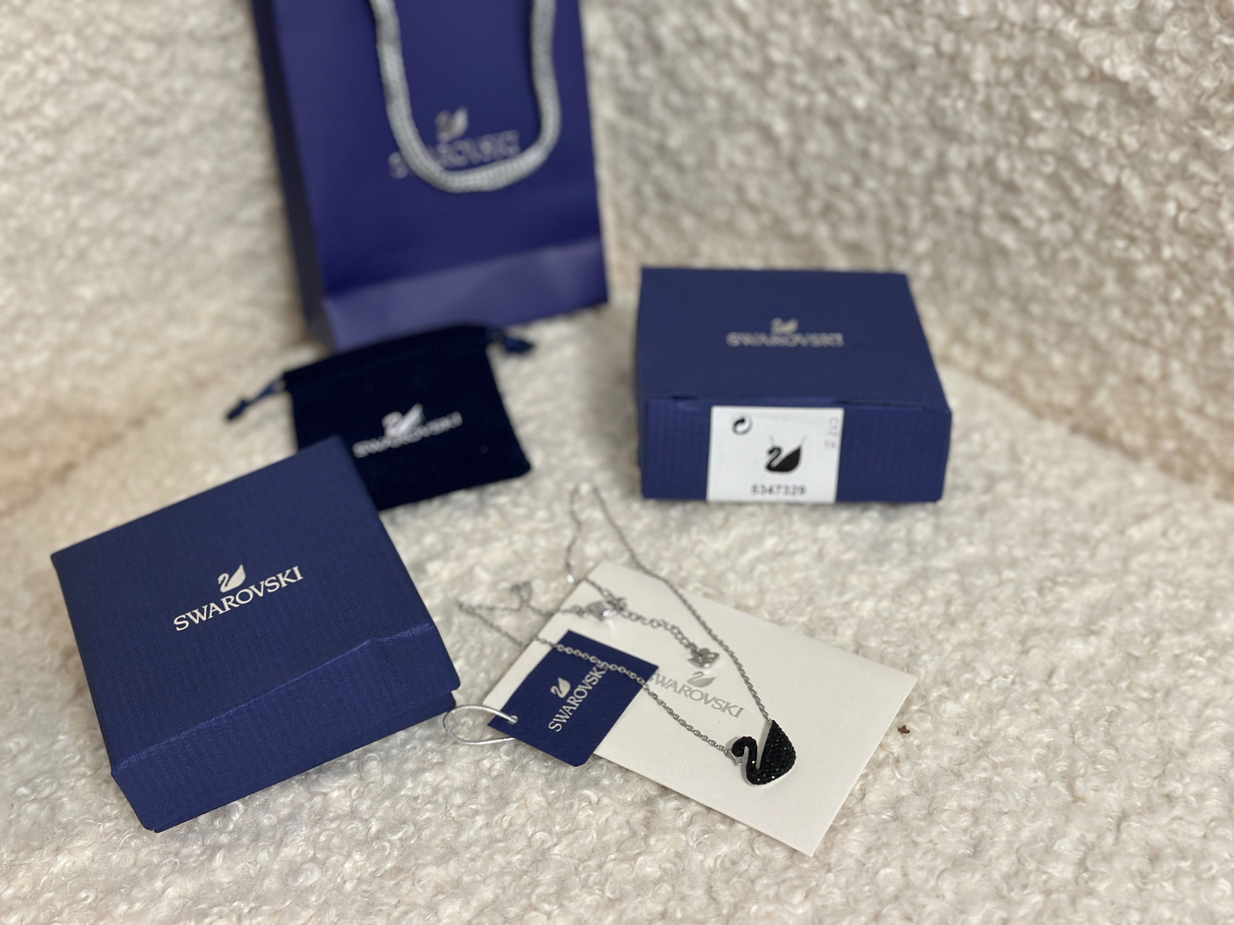 Colier Swarovski lebada neagra colier argintiu