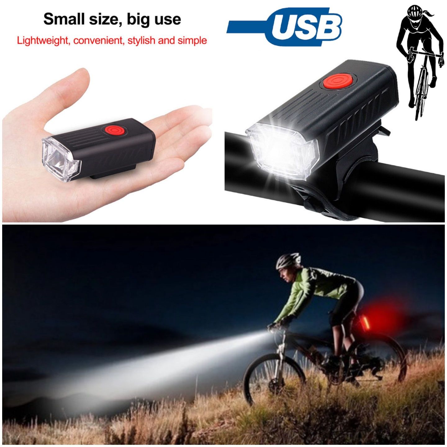 Lanternă far usb bicicleta minimalist 400 lumeni trotinetă cursiera