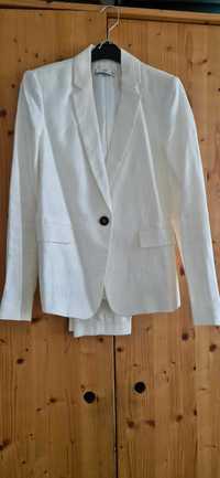 Бял костюм 100% лен Mango, размер 34