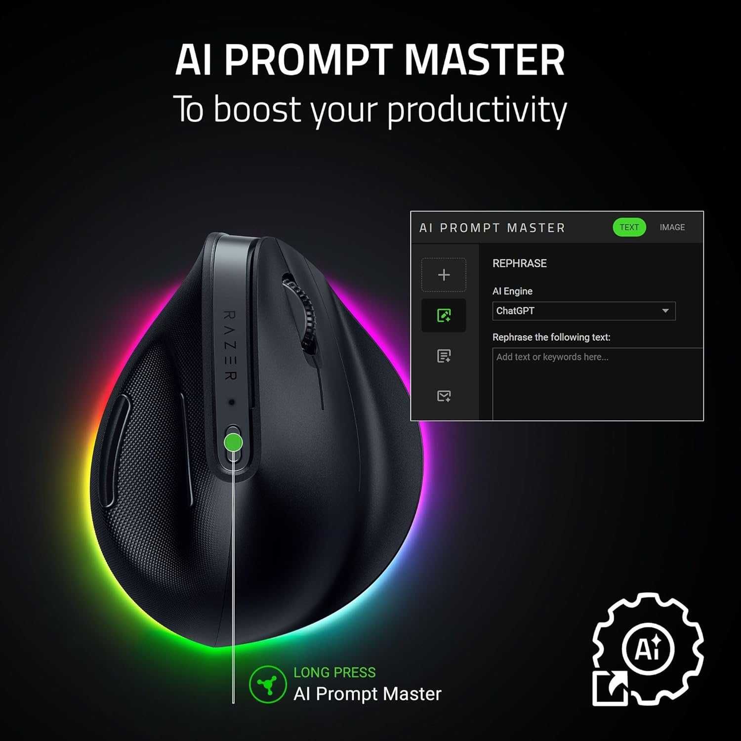 Razer Pro Click V2 Vertical - Вертикална ергономична безжична, черна
