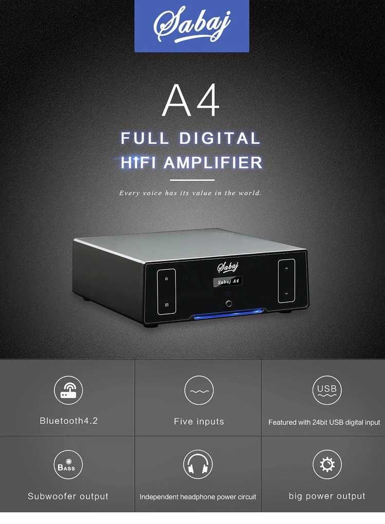 Sabaj A4 HIFI Clasa D Amplificator Digital Audio cu functie bluetooth