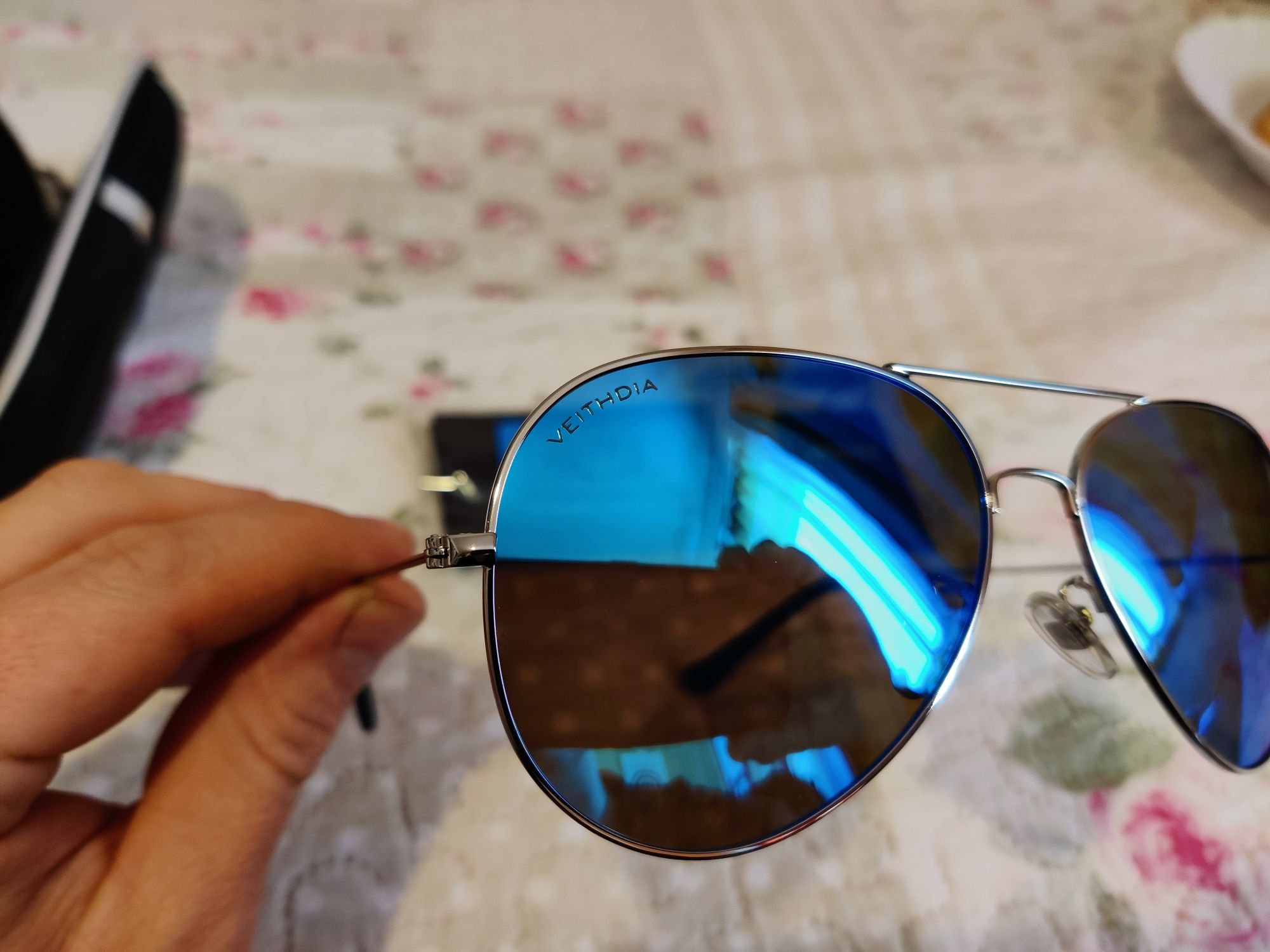 Ochelari soare Polarizati UV400 Veithidia Silver Blue