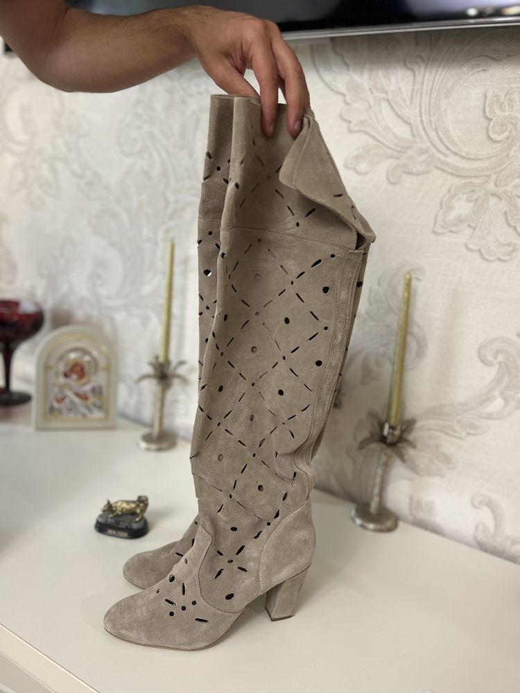 Cizme lungi Rieker din piele intoarsa