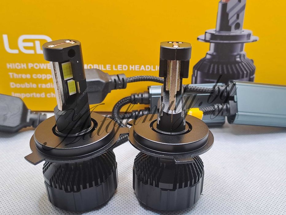H4 LED 120W 20,000lm Триточково охлаждане с месинг+вентилатор V18