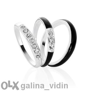 Комплект пръстени и обеци Black Enamel