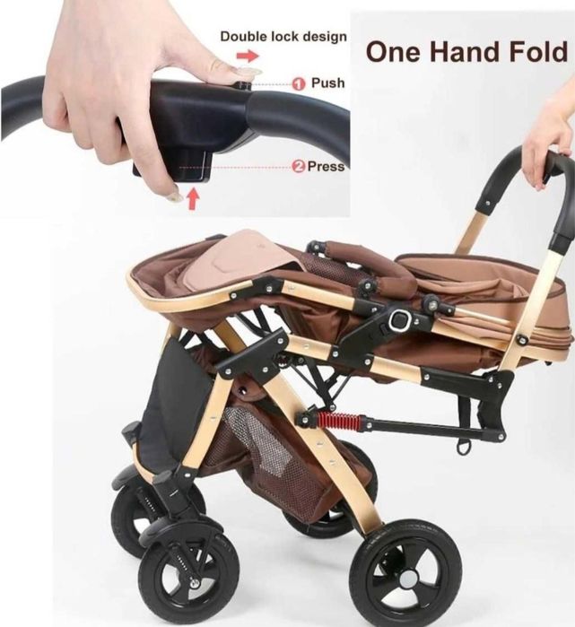Carucior 2 in 1 cu suspensii transformabil landou-sport culoare Beige