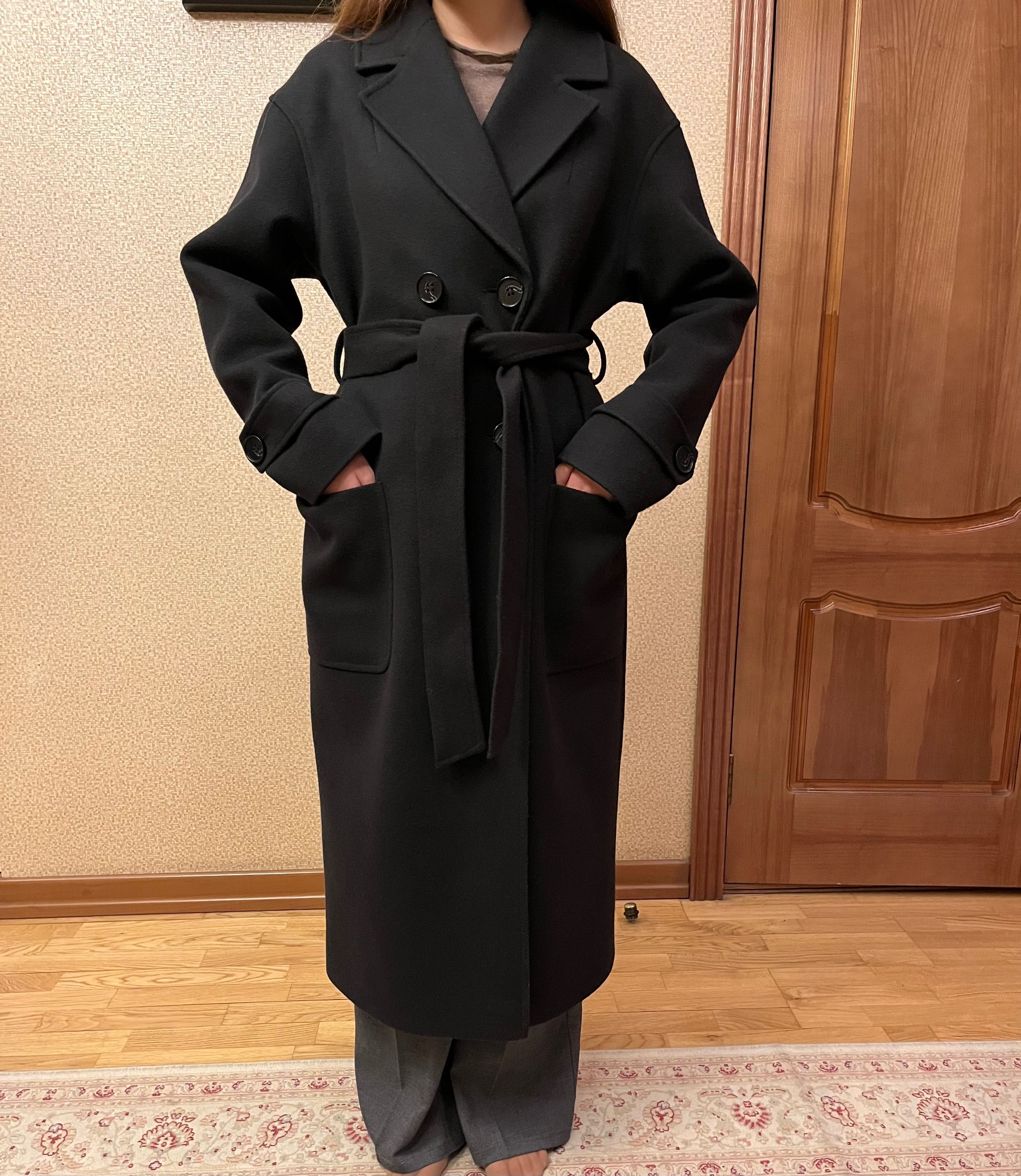 Шерстяное черное пальто M, российское