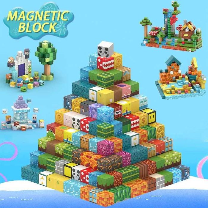 Голям комплект Магнитни кубчета Майнкрафт 96 броя Minecraft Magnetic