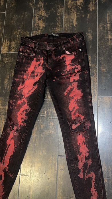 Blugi Slim Skinny Negri Efect Bleach/Acid marimea M